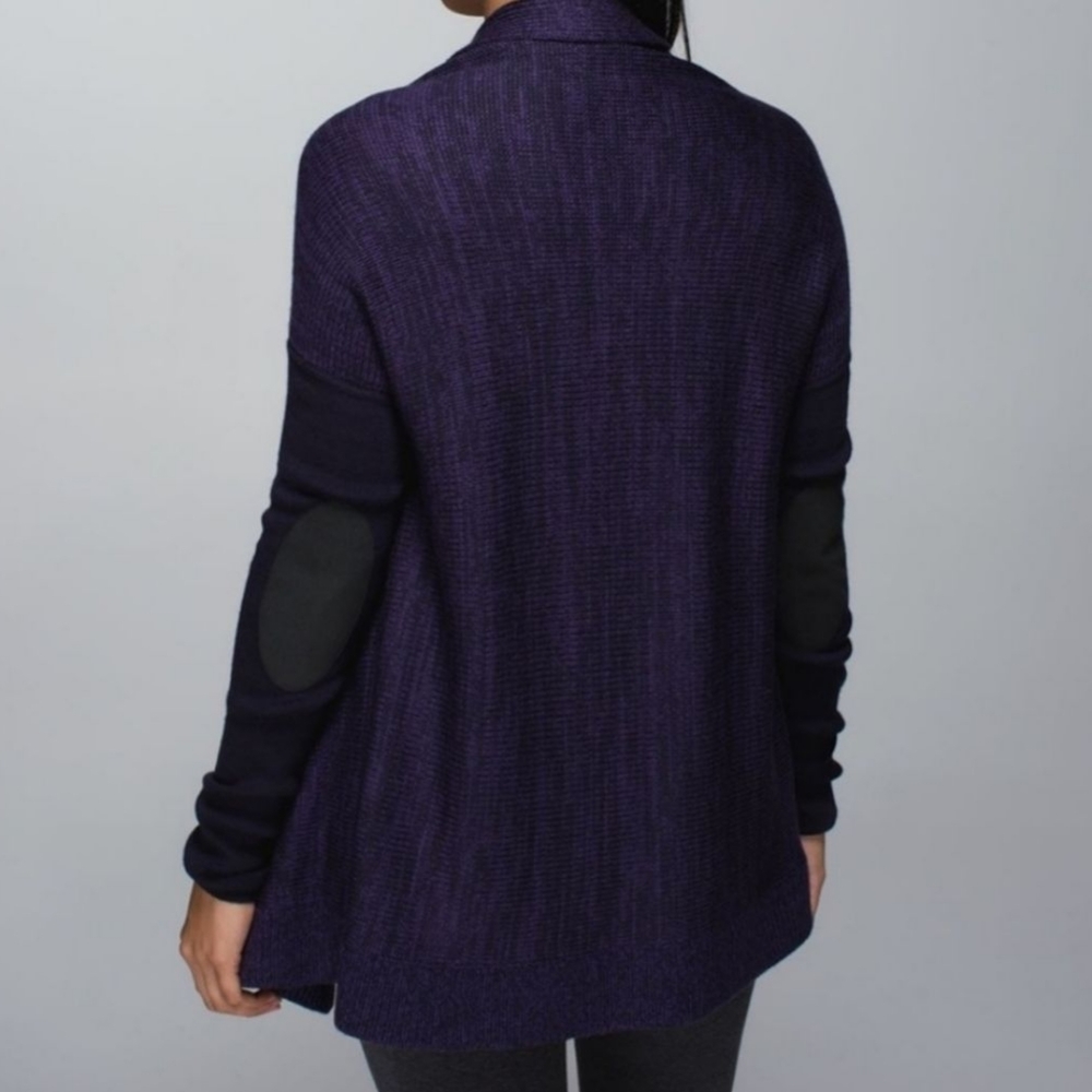 Lululemon wrap it up sweater cardigan size 12 purple merino wool - Picture 3 of 9